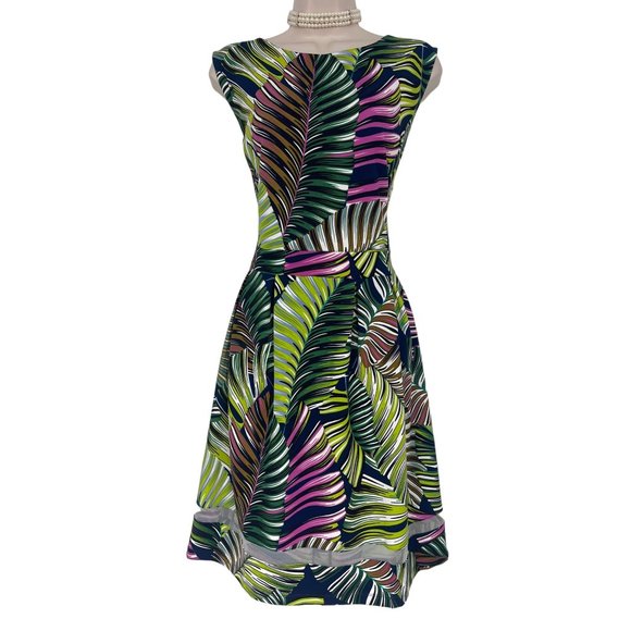 Ice Multicolor Leaf Print Dress - Picture 1 of 5